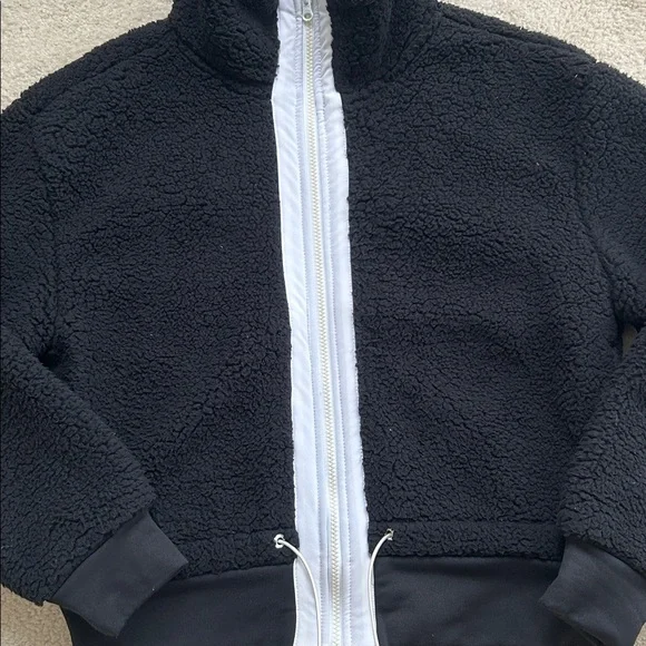 Joe Fresh X Sasha Exeter Black Teddy Jacket with White Zipper - Size M - Picture 3 of 8